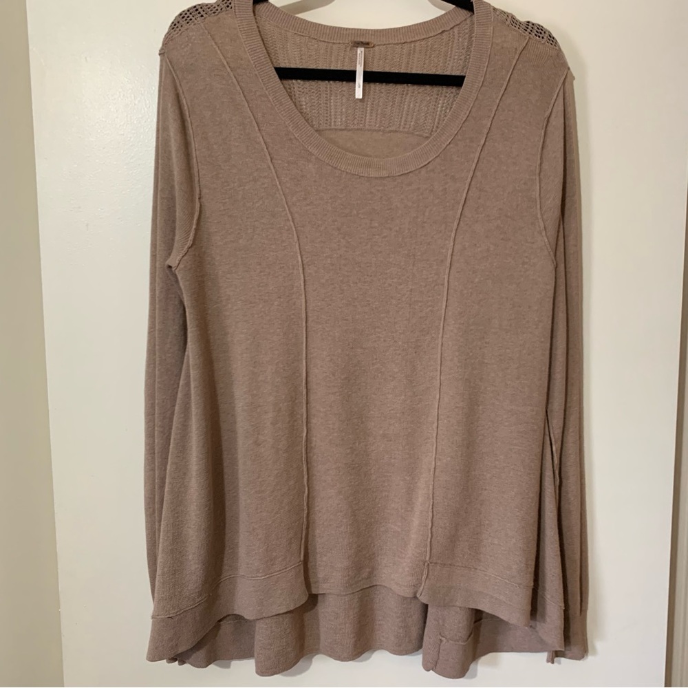 Free People Wool Blend Light Brown Top/Tunic Sweater Size Large